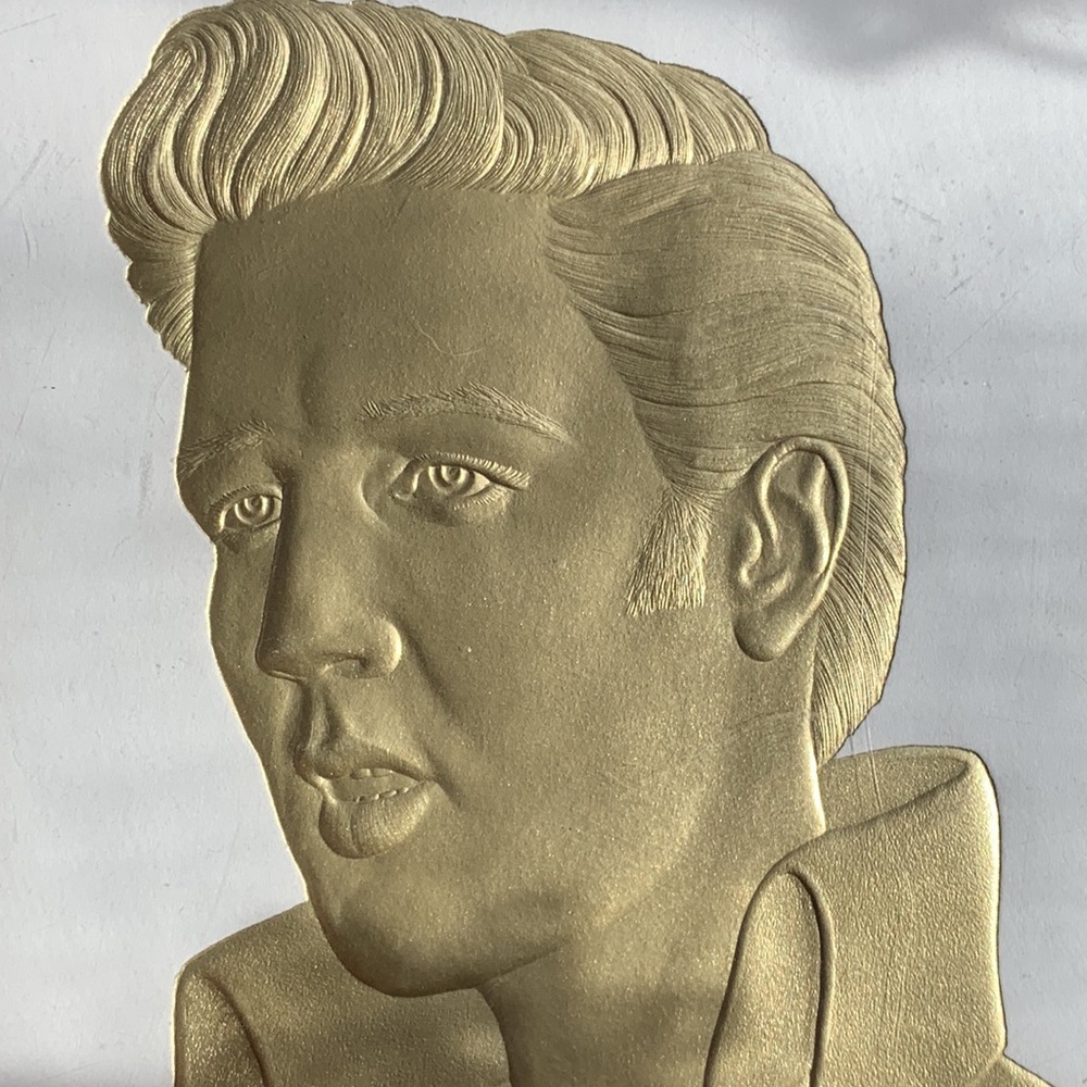Vintage Elvis gold leaf limited edition signed and numbered art by Jim DeCrevel